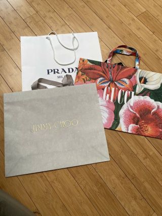 Gucci Floral Very Rare Jimmy Choo & Prada Paper Shopping Bags Rare Find