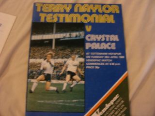 Terry Naylor Testimonial Tottenham Hotspur V Crystal Palace 1980 Rare