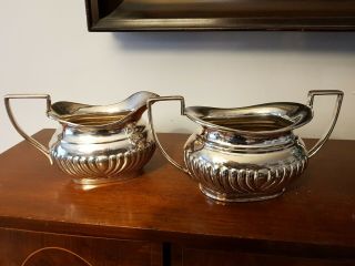 Matched Vintage Silver Plated Cream Milk Jug & Sugar Bowl