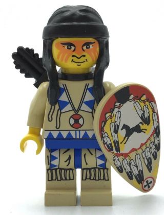 Lego Vintage Native American Minifigure Indian Western Fig With Shield