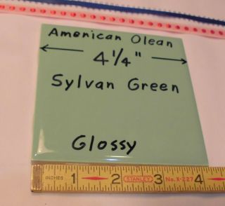 1 Pc.  Sylvan Green Glossy Ceramic Tile By American Olean Co.  4 - 1/4 "