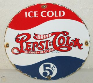 Pepsi Cola Porcelain Enamel Signs Vintage Style Country Store Advertising