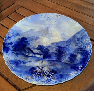 Antique J&g Meakin Semi Porcelain Flow Blue 11.  5 " Plate