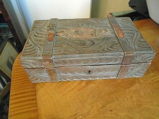 Antique Carved Wooden Box,  For Restoration