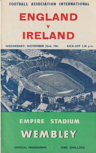 England V Ireland 1961 Home International Football Programme Rare