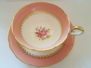 Rare Aynsley Pink Cabbage Rose Teacup & Saucer