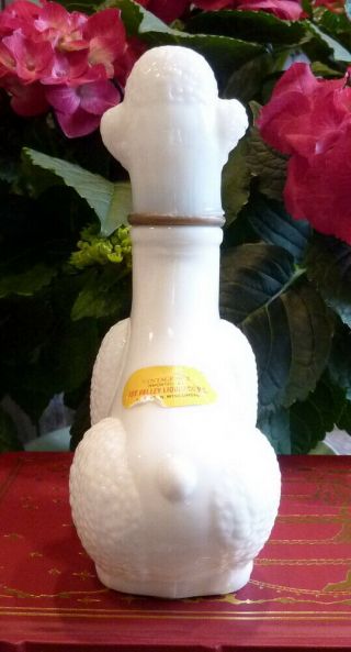 Vintage 1973 ROSE’ ITALIAN GORI POODLE WINE DECANTER White Milk Glass w/ Stopper 3