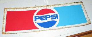 Rare Vintage Pepsi Cola Advertising Metal 17 1/2 " X 6 " Sign Drink Cooler Top Old