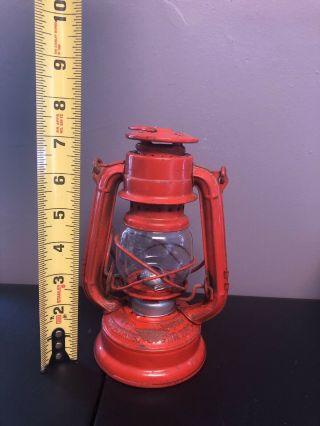 1 Vintage Antique Winged Wheel Metal Red Kerosene Railroad Lantern 7 1/2”