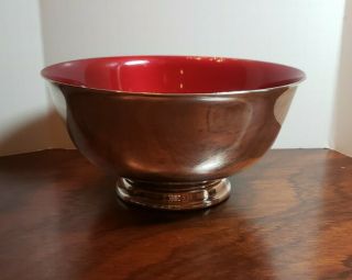 Vintage Reed & Barton Silver Plate Red Enamel 8 " Pedestal Bowl 104