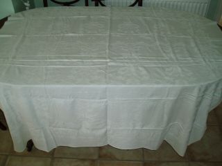 Vintage Damask Linen Table Cloth 60 " X 58 "