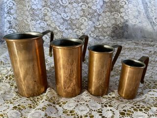 Antique Set Of Copper Measuring Cups Made In Korea