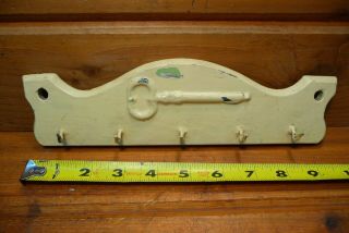 Vintage Wood Key Rack Holder Wall Mount With Hooks Antique