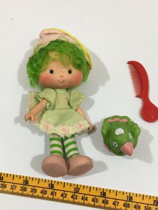 Vintage Strawberry Shortcake Doll Lime Chiffon With Parfait Parrot & Comb F933