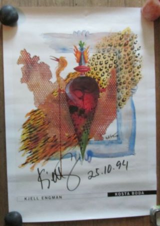Rare Signed Kjell Engman Kosta Boda Glass Artist 20 X 28 " 1994 Exhibition Poster