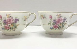 Vintage Puritan China “melody” Floral Teacups Japan 2 1/4” Set Of Two
