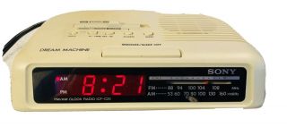 Vintage Sony Dream Machine Icf - C25 Am/fm Clock Radio Digital Alarm Ivory Case