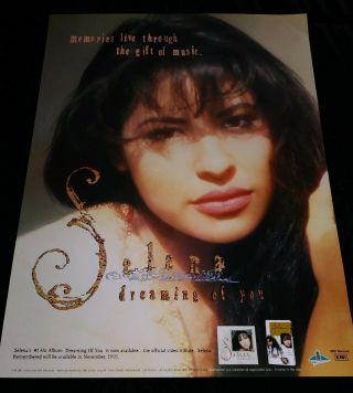 Selena Quintanilla " Dreaming Of You " Emi Latin 1995 Rare Promotional Poster Nos