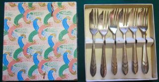 Vintage Sheffield England M.  S.  Ltd.  Caviar Shrimp Forks Set (6).