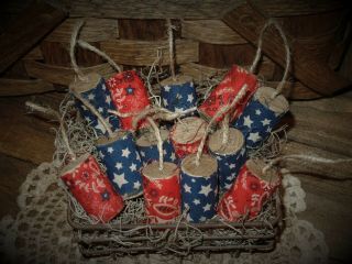 Cute As Can Be Primitive Farmhouse Fat " Firecrackers " Bowl Filler Red White Blue