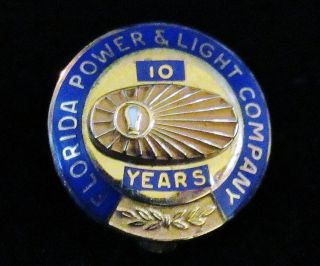 Rare 1956 Florida Power Light Co.  Fpl 10 Year Employee Award Pin 2.  5 Gm 10k Gold