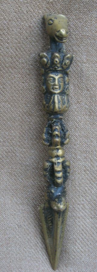 Antique Handmade Tantrik Tibetan Bronze Phurba,  The Ritual Dagger.  Nepal
