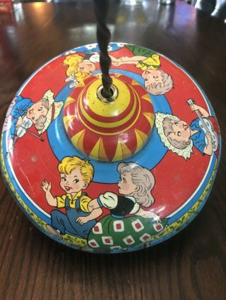 Rare Antique Bryan Ohio Art Co Spinning Tin Toy Top Made In Usa 1950s