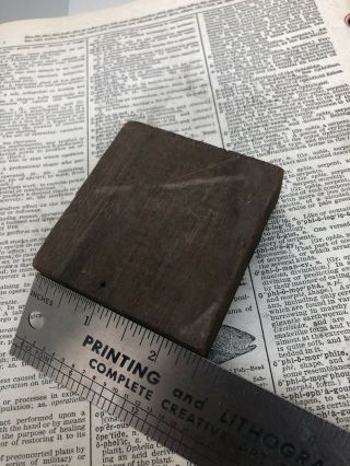 Antique Metal On Wood Printing Letterpress Printers Block Vintage Printers Cut 2