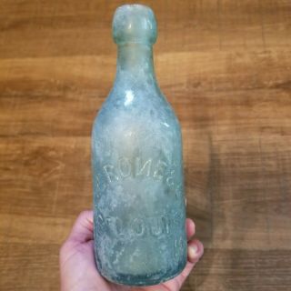 Antique Backward " N " H.  Grone & Co St.  Louis Mo Glass Bottle Blue Embossed