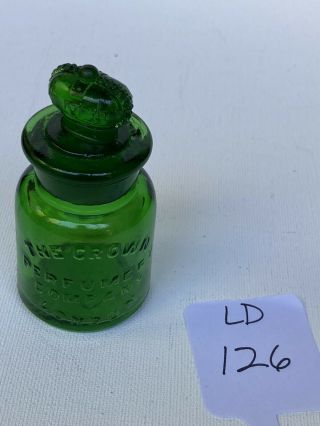 Antique " The Crown " Perfumery Company,  London,  Green Bottle