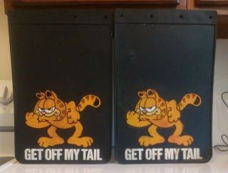 Rare Vintage Rubber " Get Off My Tail " Truck Mud Flaps/guards Garfield 12 X 18