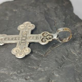 Huge Antique Imperial Russian Enamel Sterling Silver 84 Christian Cross Stamped 3