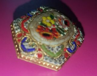 STUNNING Vintage Antique Colorful MICRO MOSAIC Brooch w/C - CLASP Backing 3