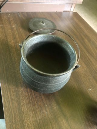 Rare Small Size Antique Cast Iron Hanging Pot