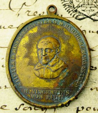 Rare Antique St.  Vincent De Paul German Congregation Of The Mission Bronze Medal