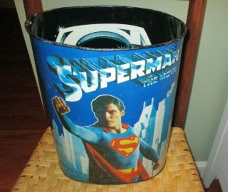 Vtg 1978 Superman Movie Metal Trash Garbage Can Waste Basket Wastebasket Cheinco