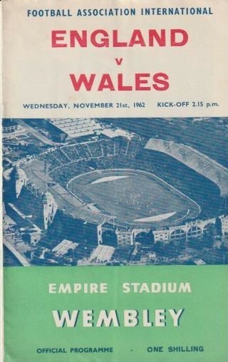England V Wales 1962 Home International Football Programme Rare