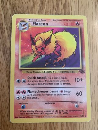 Flareon - Jungle Pokemon Card - 19/64 - Rare - Lightly Played