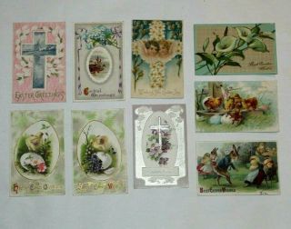 (9) Vintage Antique Easter Greetings Postcards Early 1900 