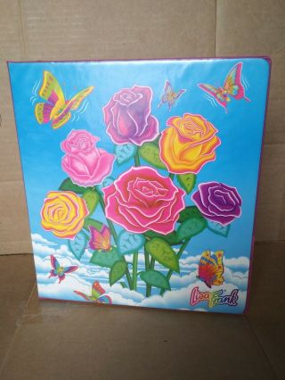 Vintage Lisa Frank Butterflies Rose Flowers 3 Ring Binder Rare 90s Made In Usa