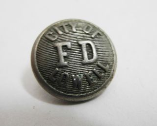 Antique City Of Lowell Massachusetts Fire Department 15mm Button Scovill Mfg.  Co