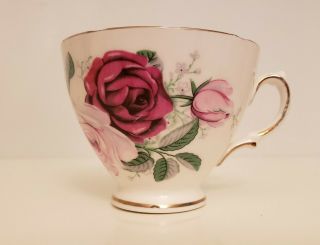 Vintage Royal Vale Rose Tea Cup With Gold Trim Bone China England