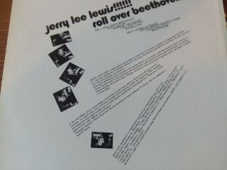 VG,  1972 RARE Jerry Lee Lewis Roll Over Beethoven JS - 6110 LP33 2