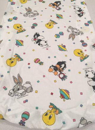 Warner Bros Baby Looney Tunes Fitted Cotton Crib Sheet Bugs Bunny Tweety 1993