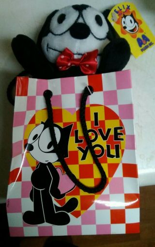 5) Rare Felix The Cat A&a Plush In Bag Fan Club Stuffed Animal 9 " X 4.  5 ".