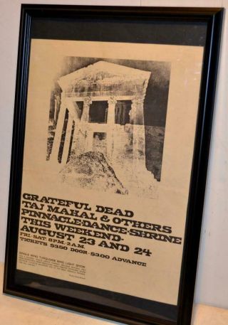 Grateful Dead 1968 Rare Shrine Hall Framed Concert Poster / Ad Taj Mahal