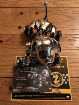Zoomer Exclusive Chrome Interactive Robot Dog Puppy Spin Master Rare 4584