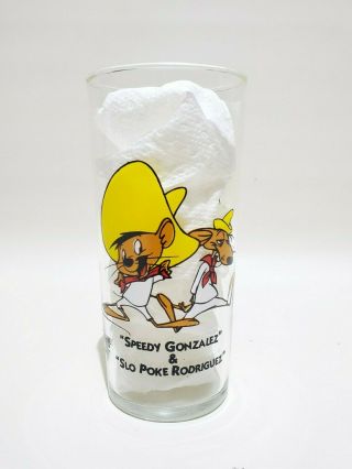 Rare Looney Tunes 6” Tumbler 1994 Speedy Gonzalez & Slo Poke Rodriguez Glass