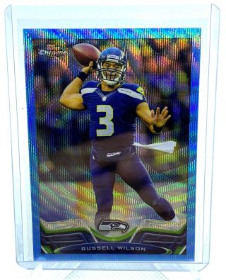 2013 Topps Chrome Russell Wilson Blue Wave Refractor 2nd Year Rare Sp