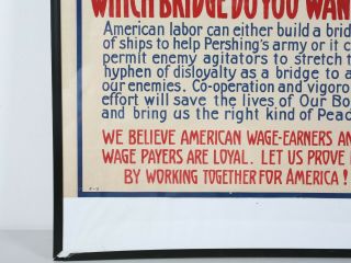 Rare World War 1 WWI Poster Which Bridge Do You Want? Labor Hyphen 3